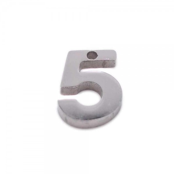 Charms numeri | Charms in acciaio numero cinque 9 mm pacco 1 pezzo - num5