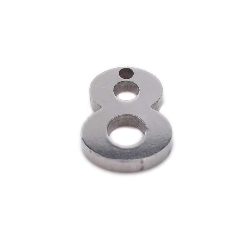 Charms in acciaio numero otto 9 mm pacco 1 pezzo (num8) - pietreeminuterie.com