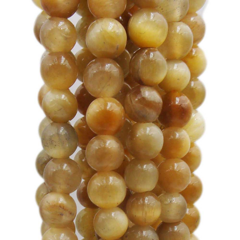 Occhio di tigre tondo liscio giallo 4 mm filo 40 cm (tygr4gia) - pietreeminuterie.com