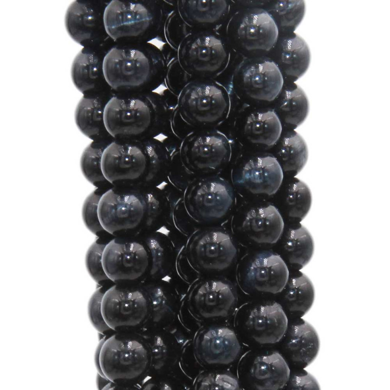 Occhio di tigre tondo liscio nero 4 mm filo 40 cm (tygr4ner) - pietreeminuterie.com