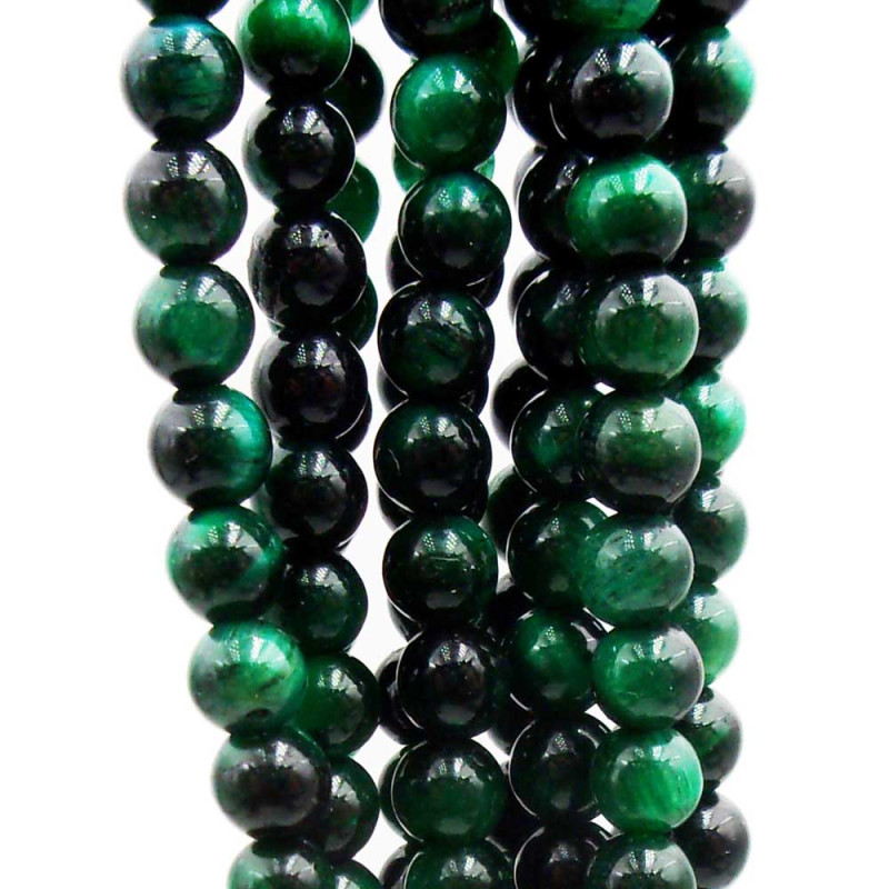 Occhio di tigre tondo liscio verde 8 mm filo 40 cm (tygr688) - pietreeminuterie.com