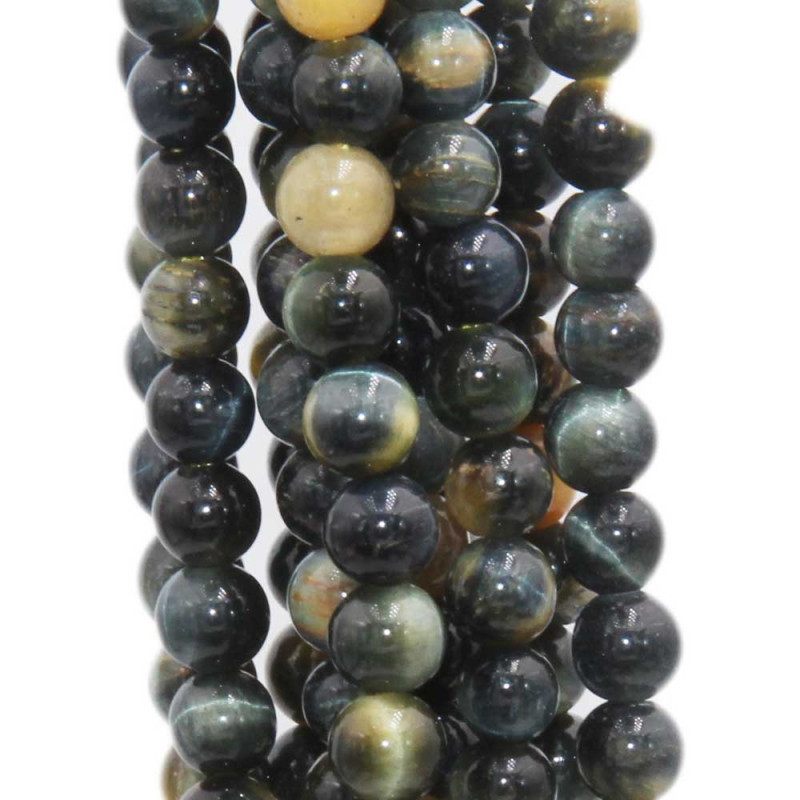 Occhio di tigre tondo liscio verde multicolor 4 mm filo 40 cm (tygr4vd66) - pietreeminuterie.com