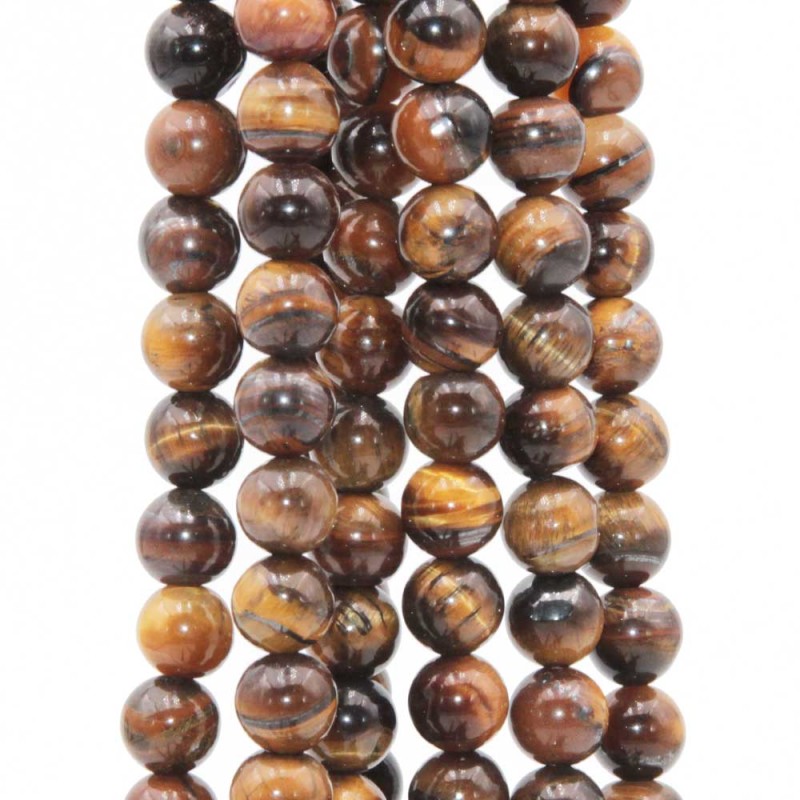 Occhio di tigre tondo liscio 8 mm filo 40 cm - tig-8mm1 - pietreeminuterie.com Occhio di tigre tondo liscio 8 mm filo 40 cm (tig-8mm1) - pietreeminuterie.com