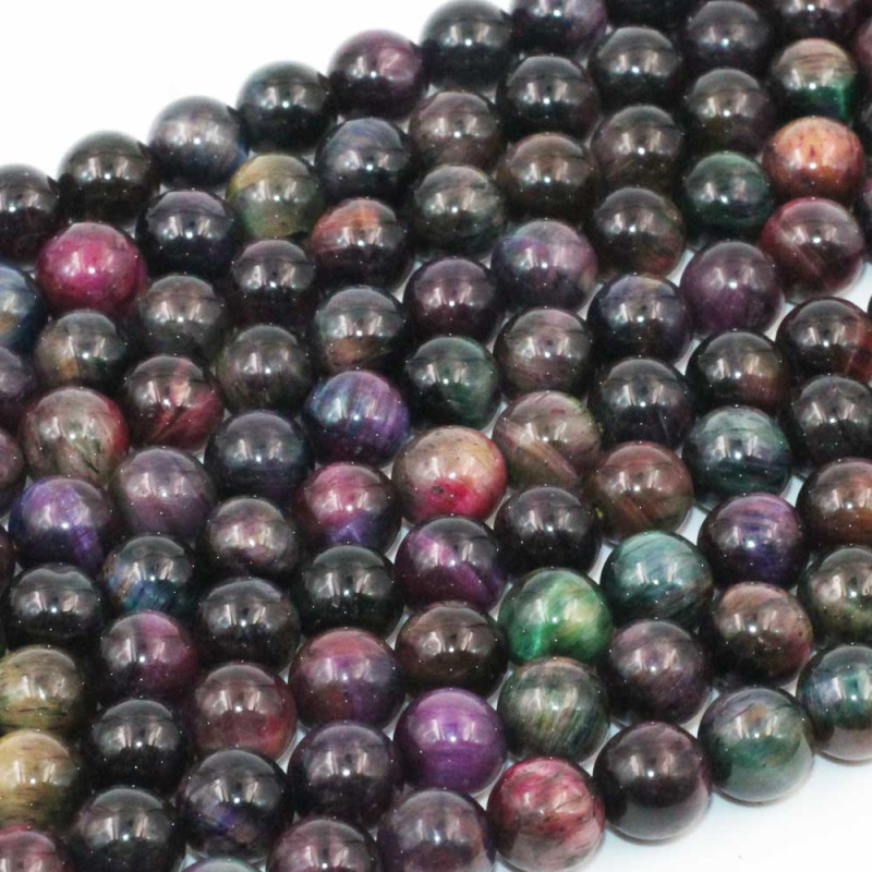 Occhio di tigre tondo liscio 8 mm multicolor filo 40 cm (8mm77multi) - pietreeminuterie.com