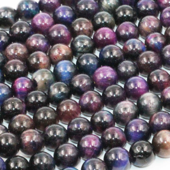 Occhio di tigre tondo liscio 8 mm viola multicolor filo 40 cm