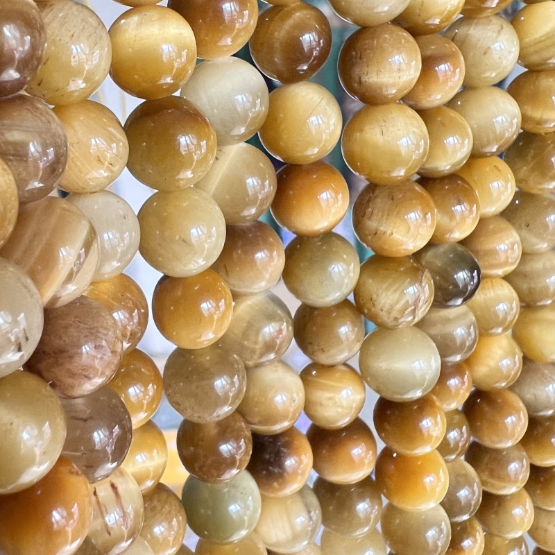 Occhio di tigre tondo liscio giallo 8 mm filo 40 cm (tyg66n88) - pietreeminuterie.com