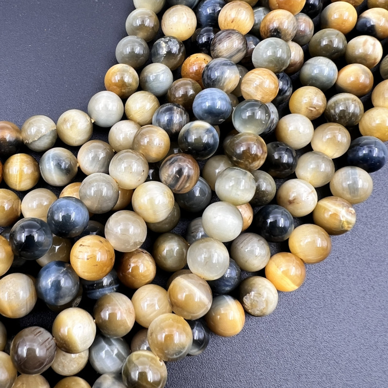 Occhio di tigre tondo liscio verde multicolor 8 mm filo 40 cm (frv550zz) - pietreeminuterie.com