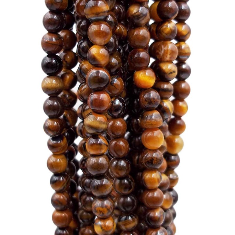 Occhio di tigre tondo liscio 4 mm filo 40 cm (Tr04458) - pietreeminuterie.com