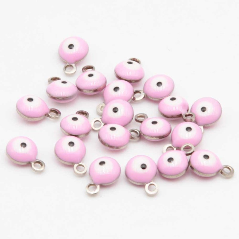 Charms acciaio Occhi turchi rosa chiaro 6 mm conf. 10 pz (occ-t014) - pietreeminuterie.com