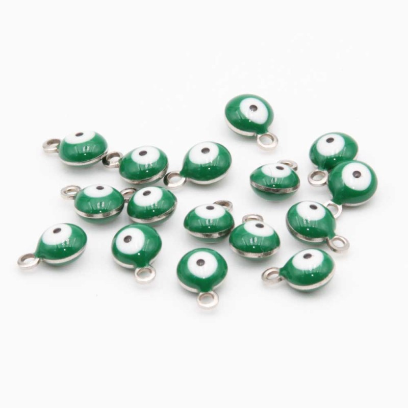 Charms acciaio Occhi turchi verde 6 mm conf. 10 pz (occ-t019) - pietreeminuterie.com