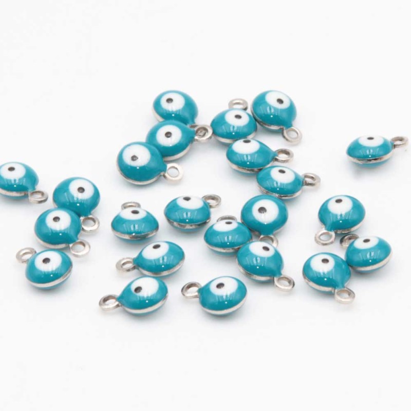 Charms acciaio Occhi turchi verde bottiglia 6 mm conf. 10 pz (occ-t016) - pietreeminuterie.com