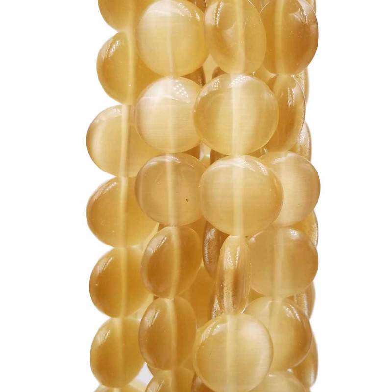 Occhi di gatto disco senape 11.9  mm filo 40 cm (cxw12) - pietreeminuterie.com