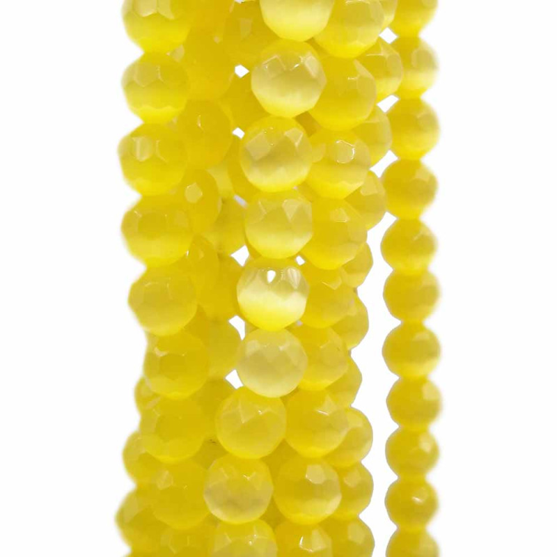 occhi di gatto gialle tondo sfaccettato 6 mm filo 40 cm (ochh1G) - pietreeminuterie.com