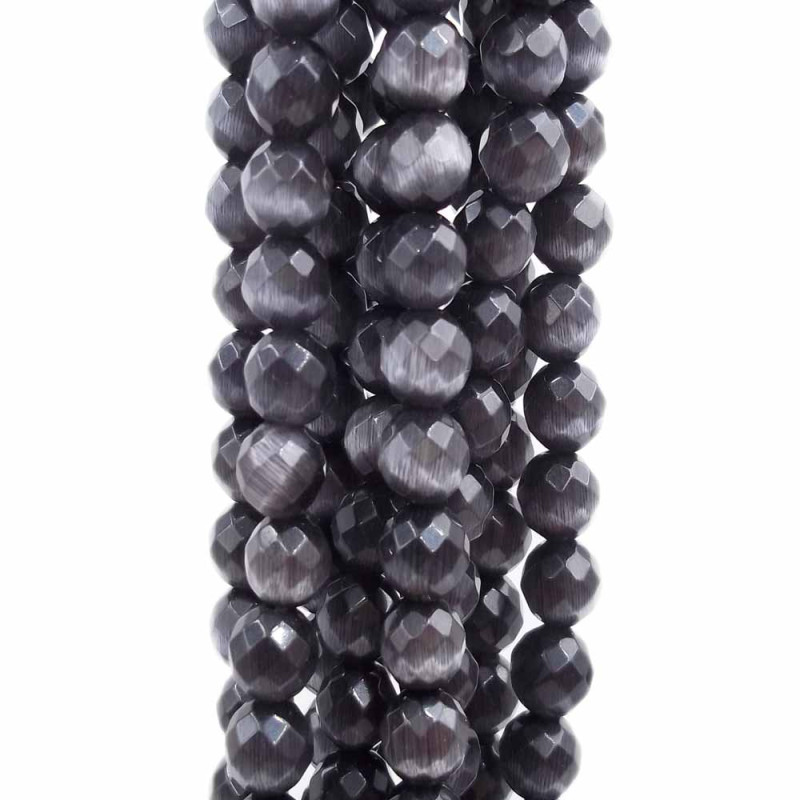 occhi di gatto nere tondo sfaccettato 6 mm filo 40 cm (ochhf6) - pietreeminuterie.com