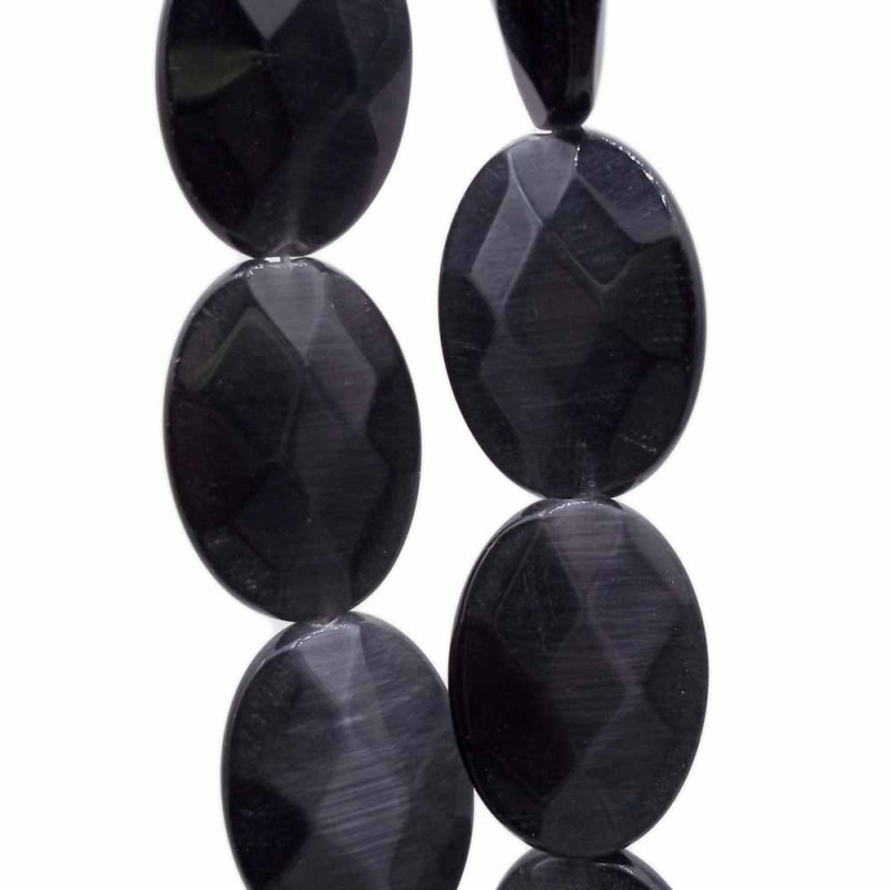 Occhi di gatto ovale nere 18x13 mm pacco da 4 pezzi (occ18ne) - pietreeminuterie.com