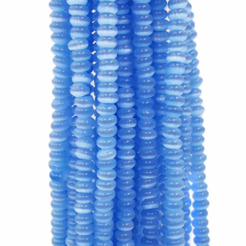 Occhi di gatto rondella azzurro 4.3x2 mm filo 35/40 cm (vcw5) - pietreeminuterie.com
