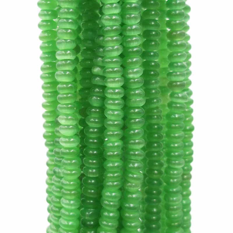 Occhi di gatto rondella verde 4.3x2 mm filo 35/40 cm (vcw2) - pietreeminuterie.com
