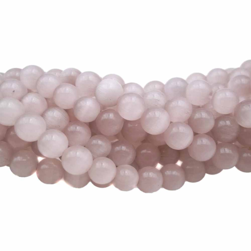 Occhi di gatto tondo liscio lilla chiaro 6 mm filo 40 cm (x4w6) - pietreeminuterie.com