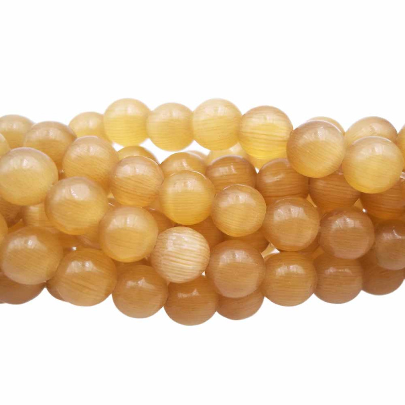 Occhi di gatto tondo liscio senape 6 mm filo 40 cm (x4w5) - pietreeminuterie.com