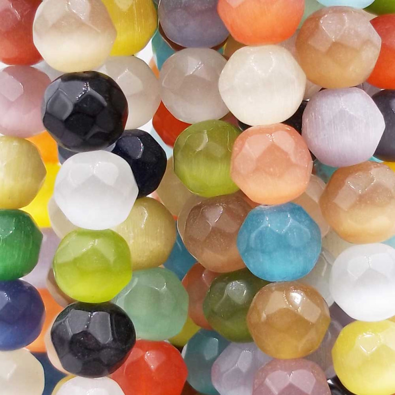 Occhio di gatto tondo sfaccettato 8 mm filo 40 cm (sfa8moc) - pietreeminuterie.com