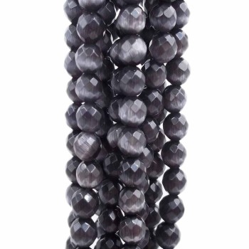 occhi di gatto nere tondo sfaccettato 6 mm filo 40 cm