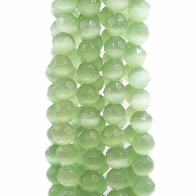 occhi di gatto verde tondo sfaccettato 6 mm filo 40 cm (vvochh2) - pietreeminuterie.com