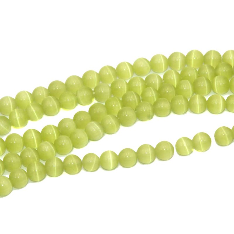 Perline occhi di gatto tonde lisce verdi 6 mm filo 40 cm (per-occhi00) - pietreeminuterie.com