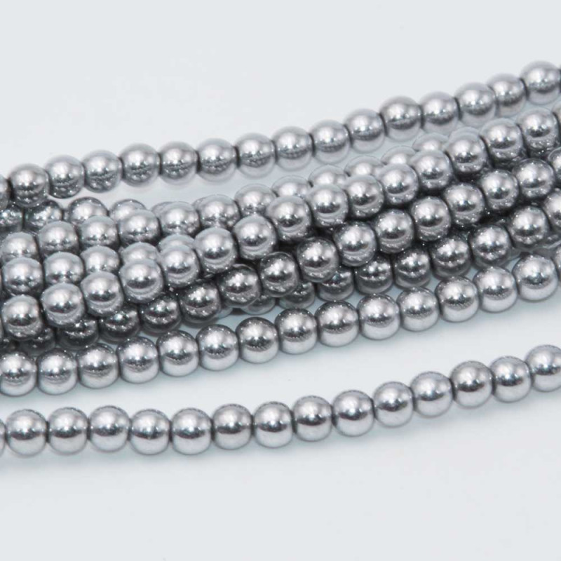 Ematite tonda liscia 4 mm filo 40 cm (offe-0033) - pietreeminuterie.com