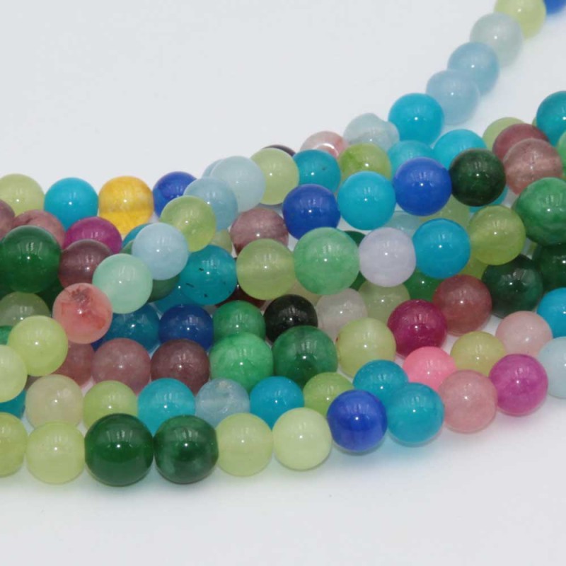 Agata colorata mista 6 mm liscia filo 40 cm (offe-0025) - pietreeminuterie.com