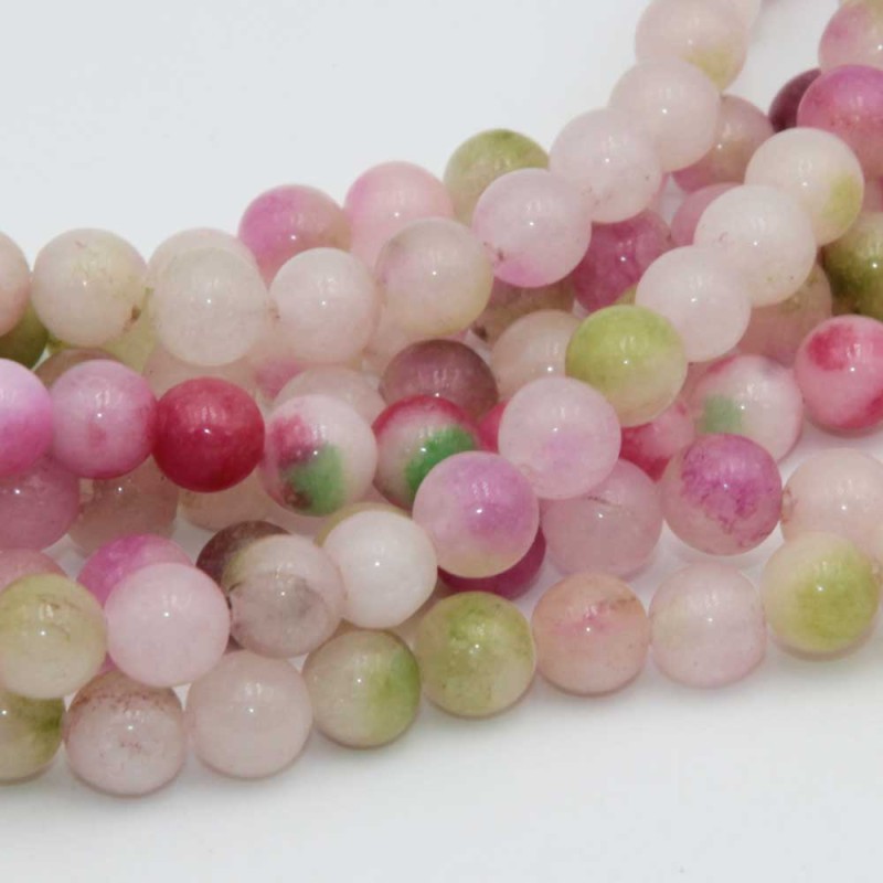 Agata colorata rosa tonda liscia 6 mm flo 40 cm (off-0023) - pietreeminuterie.com