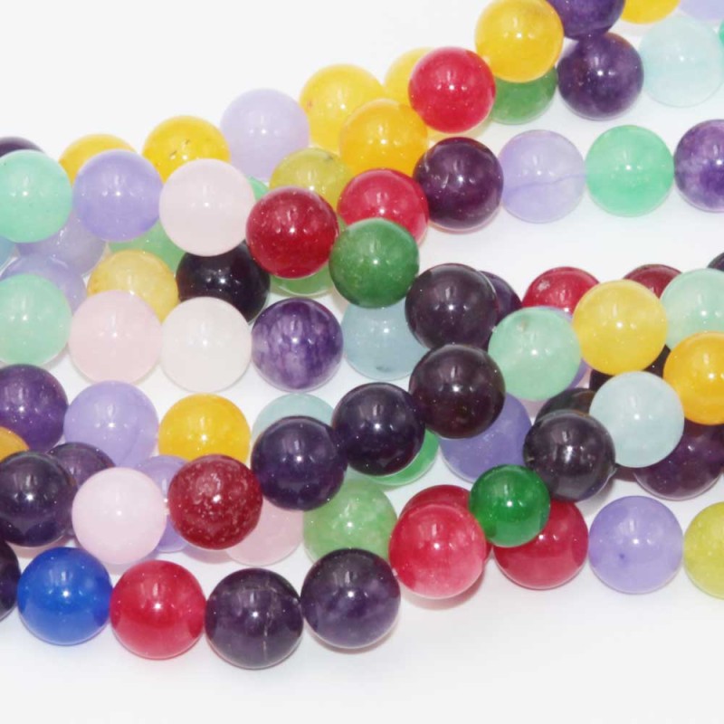 Agata mista tonda liscia 10 mm filo 40 cm (off-0104) - pietreeminuterie.com