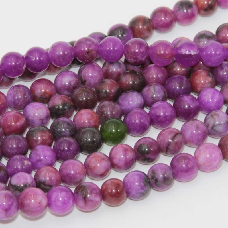 Agata viola tonda liscia 8 mm filo 40 m (off-0035) - pietreeminuterie.com