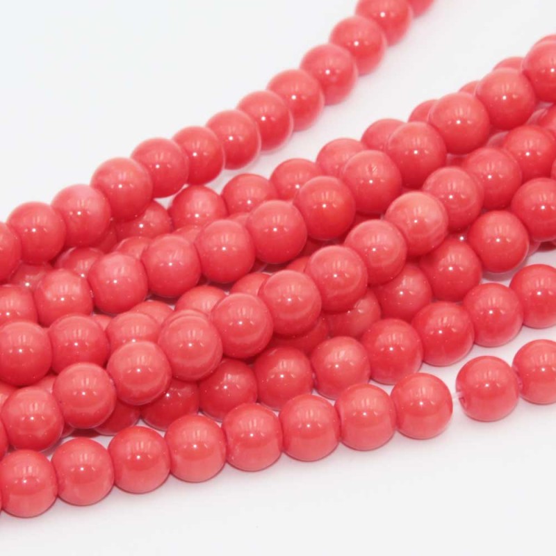 Agta rosa sint. tonda liscia 6 mm filo 40 cm (off-009) - pietreeminuterie.com