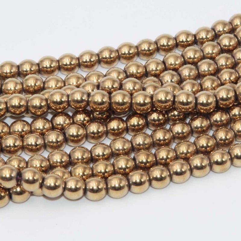 Ematite tonda liscia oro 6 mm filo 40 cm (offe-0026) - pietreeminuterie.com