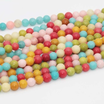 Pietre dure miste tonde colorate 8 mm filo 40 cm