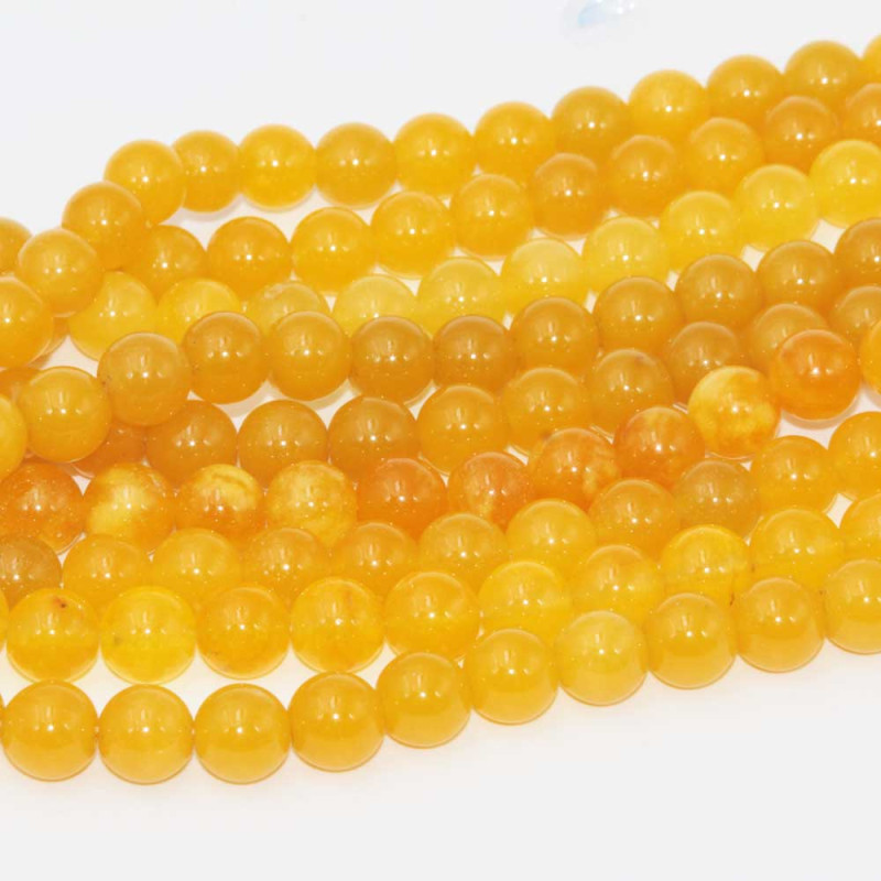 Giada gialla tonda liscia 10 mm filo 40 cm (off-0106) - pietreeminuterie.com