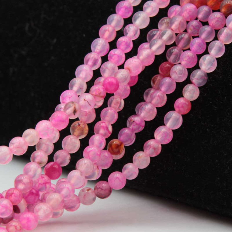 Agata rosa striata 4 mm tonda liscia filo 40 cm (pik9-p00) - pietreeminuterie.com