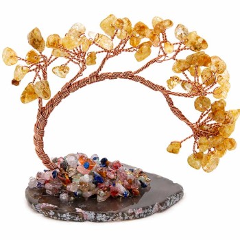 Albero curvo con pietre dure di quarzo citrino 10x9 cm conf. 1 pz