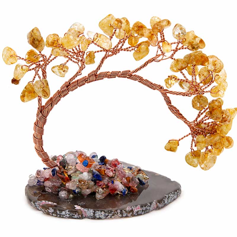 Albero curvo con pietre dure di quarzo citrino 10x9 cm conf. 1 pz Albero curvo con pietre dure di quarzo citrino 10x9 cm conf. 1 pz