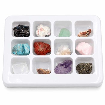 Set 12 Minerali e Pietre Naturali Grezze con Contenitore