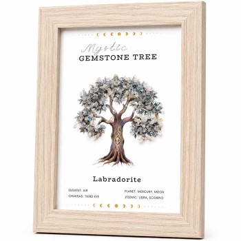 Cornice in legno con albero della vita in labradorite 21x15.5 cm conf. 1 pz