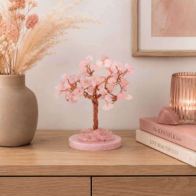 Albero con pietre dure di quarzo rosa 9 cm circa conf. 1 pz (vit-1003) - pietreeminuterie.com