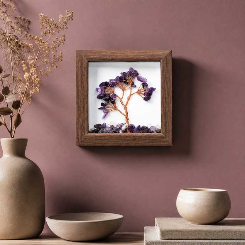 Cornice in legno albero ametista 12x12 cm  conf. 1 pz (corn-0001) - pietreeminuterie.com