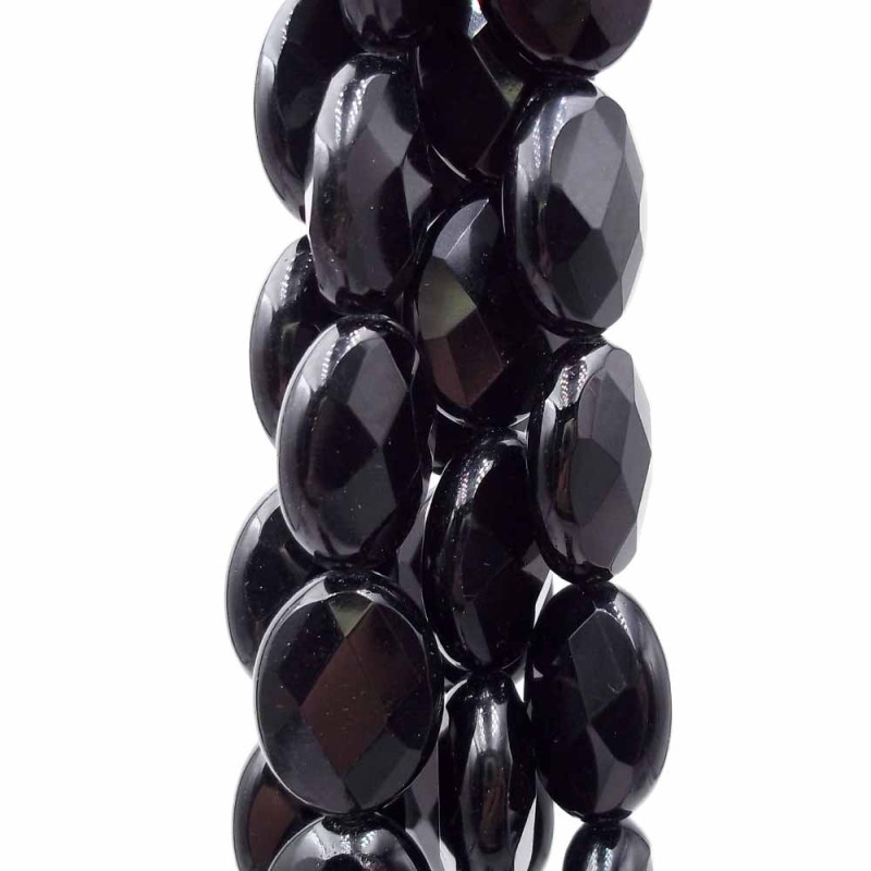 Onice nero ovale sfaccettato 18x13 mm pacco 2 pezzi (onic2) - pietreeminuterie.com