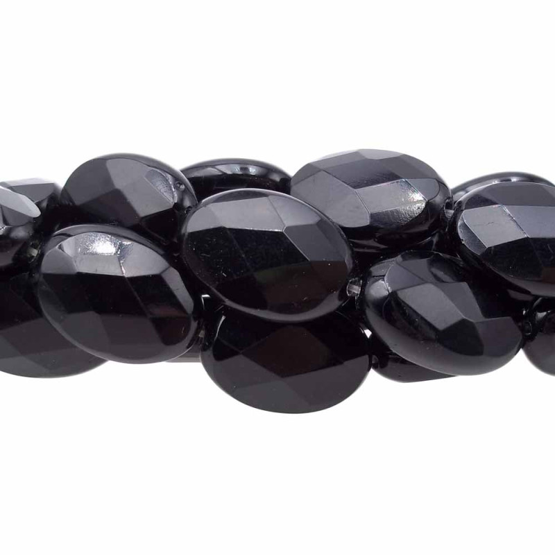 Onice nero ovale sfaccettato 18x13 mm pacco 2 pezzi (onic2) - pietreeminuterie.com