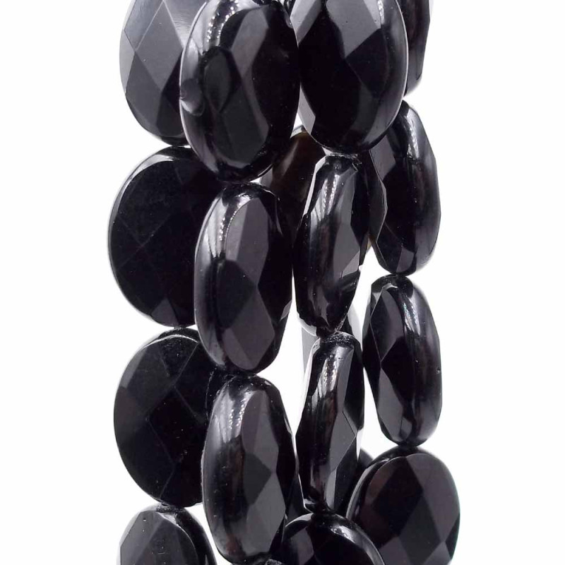 Onice nero ovale sfaccettato 20x15 mm pacco 2 pezzi (onic1) - pietreeminuterie.com