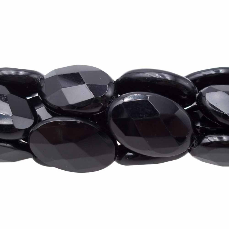 Onice nero ovale sfaccettato 20x15 mm pacco 2 pezzi (onic1) - pietreeminuterie.com