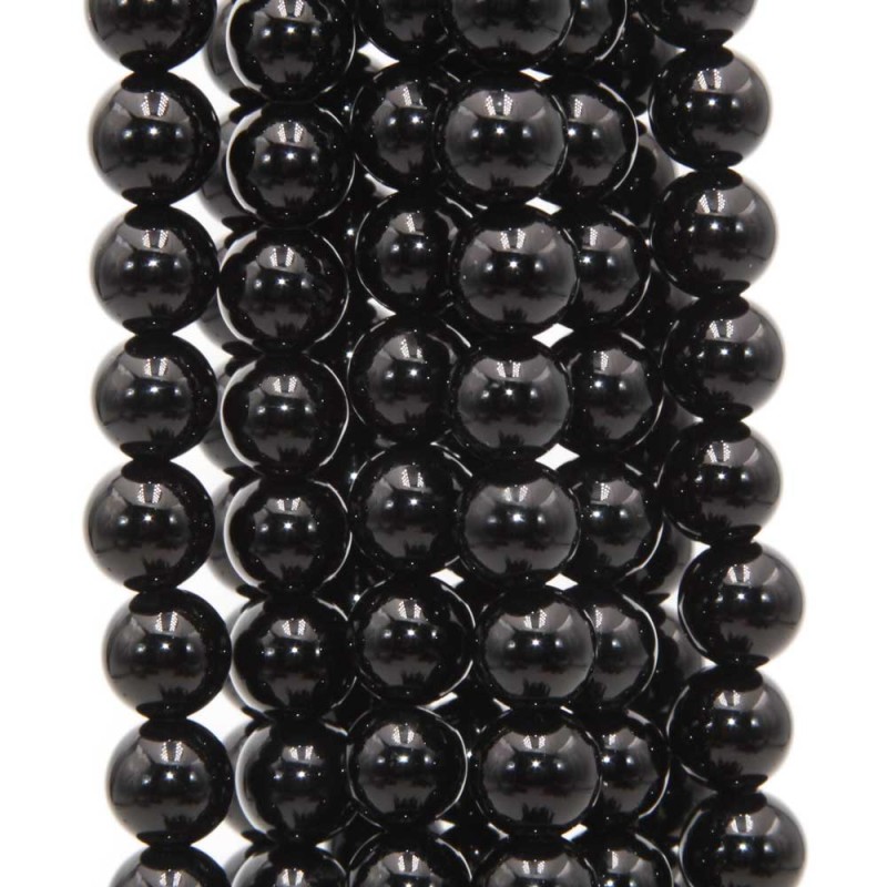 Onice nero tondo liscio 8 mm filo 40 cm (onix-01-2) - pietreeminuterie.com