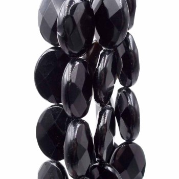 Onice nero ovale sfaccettato 20x15 mm pacco 2 pezzi 
