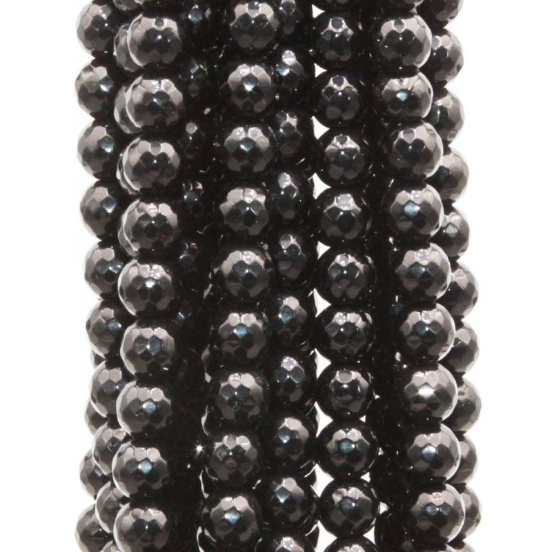 Onice nero tondo sfac. 4 mm filo 40 cm (onix-12) - pietreeminuterie.com
